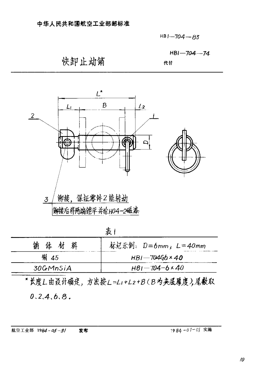 HB 1-704-1983快卸止動(dòng)銷