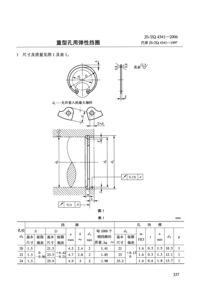 JB/ZQ 4341-2006重型孔用彈性擋圈