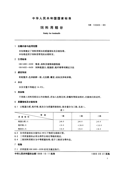 NY/T 116-1989飼料用稻谷Paddy for feedstuffs