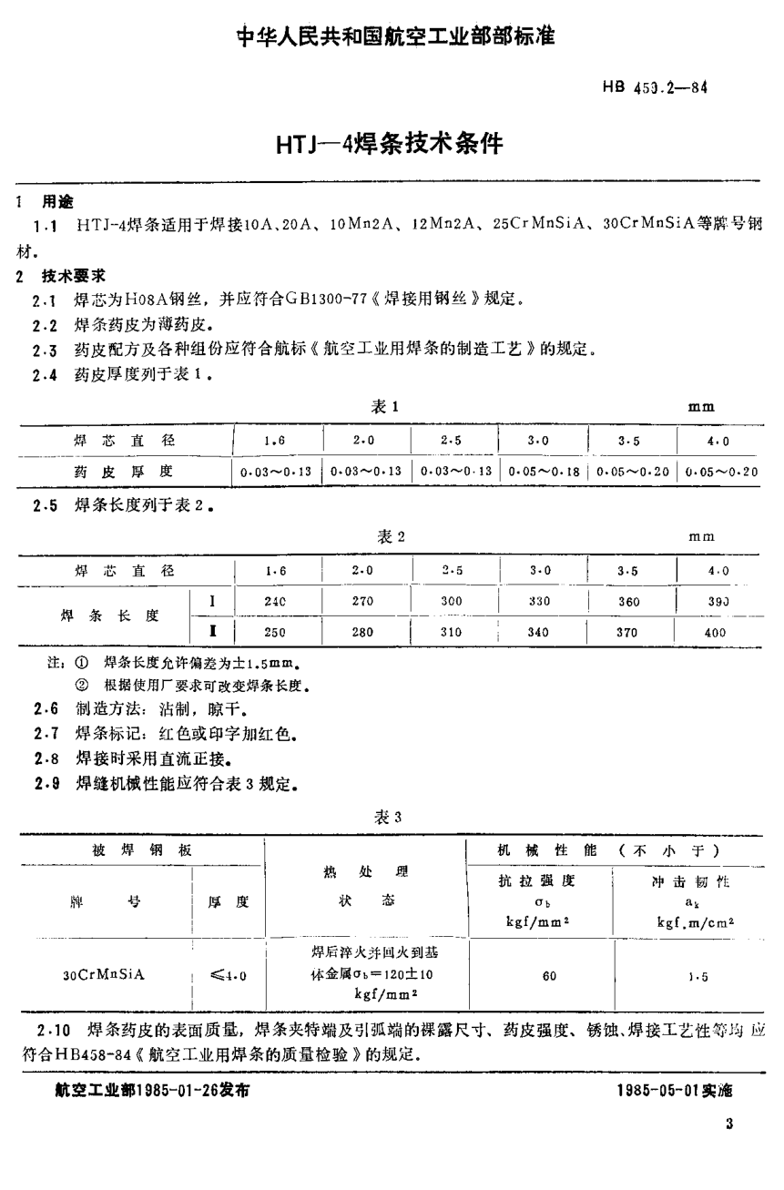 HB 459.2-1984HTJ-4焊條技術(shù)條件