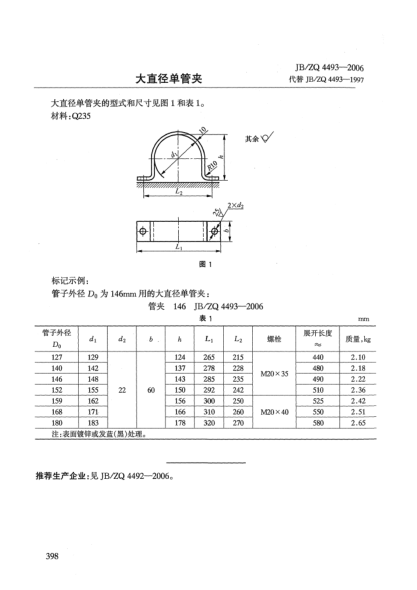 JB/ZQ 4493-2006大直徑單管夾