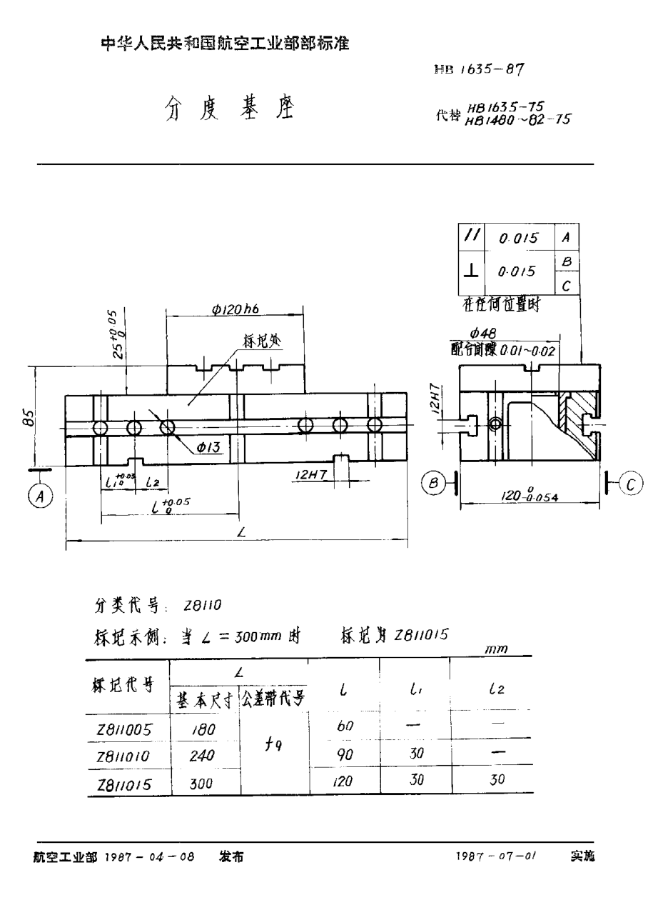 HB 1635-1987分度基座