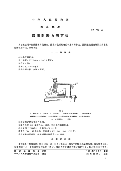 GB/T 1720-1979漆膜附著力測(cè)定法