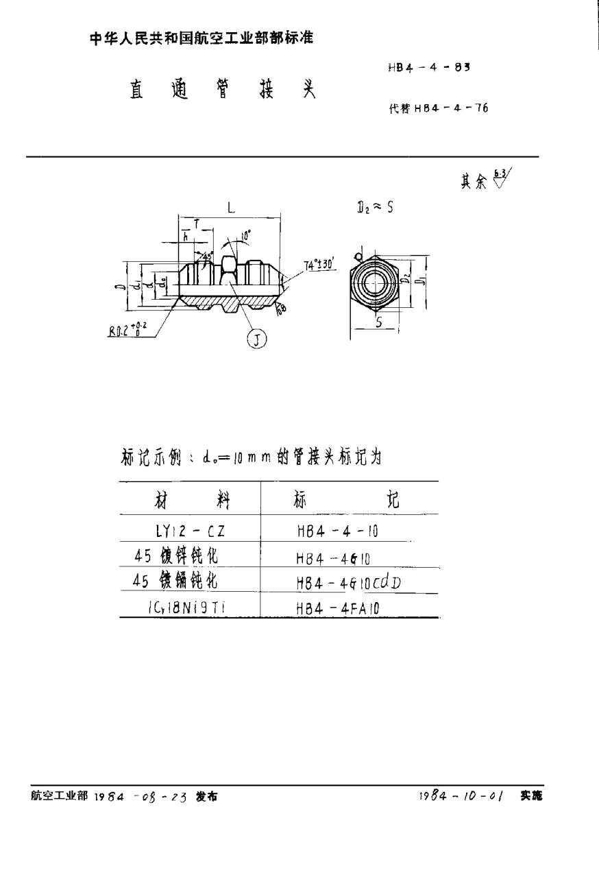 HB 4-4-1983直通管接頭