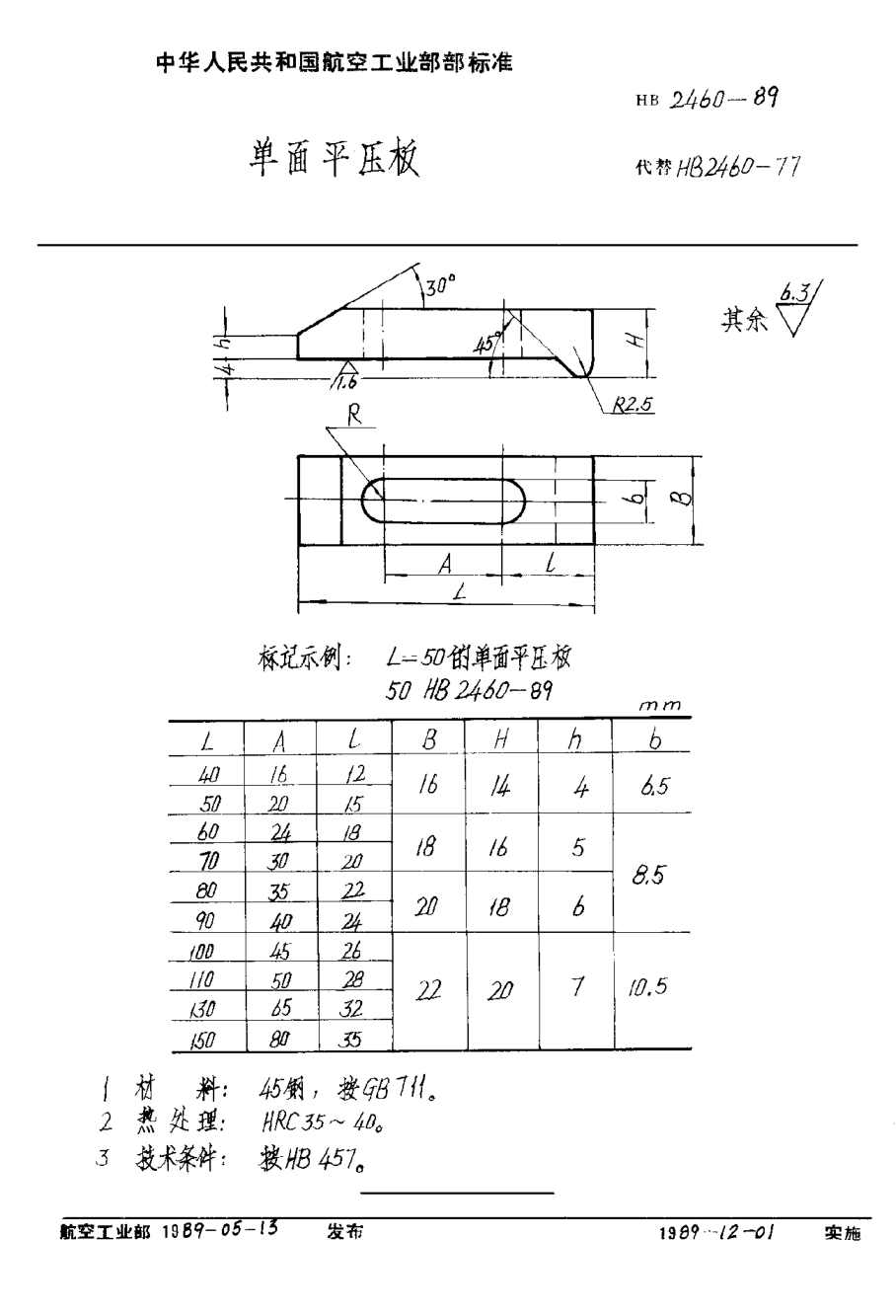 HB 2460-1989單面平壓板