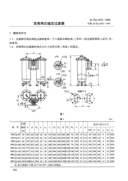 JB/ZQ 4592-2006雙筒網(wǎng)式磁芯過濾器