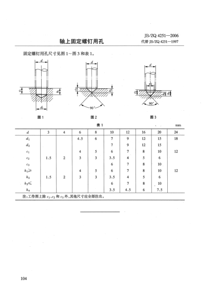 JB/ZQ 4251-2006軸上固定螺釘用孔