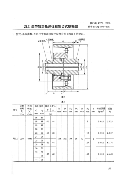 JB/ZQ 4375-2006ZLL型帶制動輪彈性柱銷齒式聯(lián)軸器