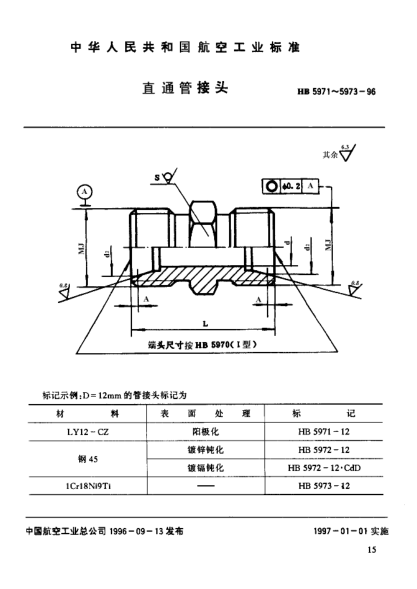 HB 5973-1996直通管接頭