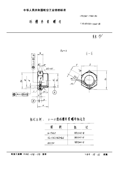HB 5543-1983環(huán)槽外套螺母