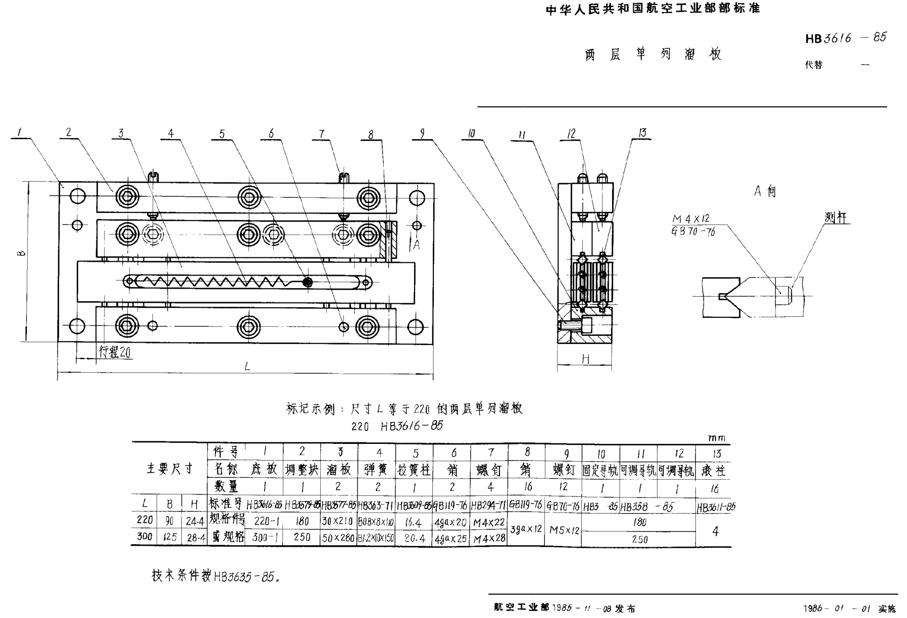 HB 3616-1985兩層單列溜板