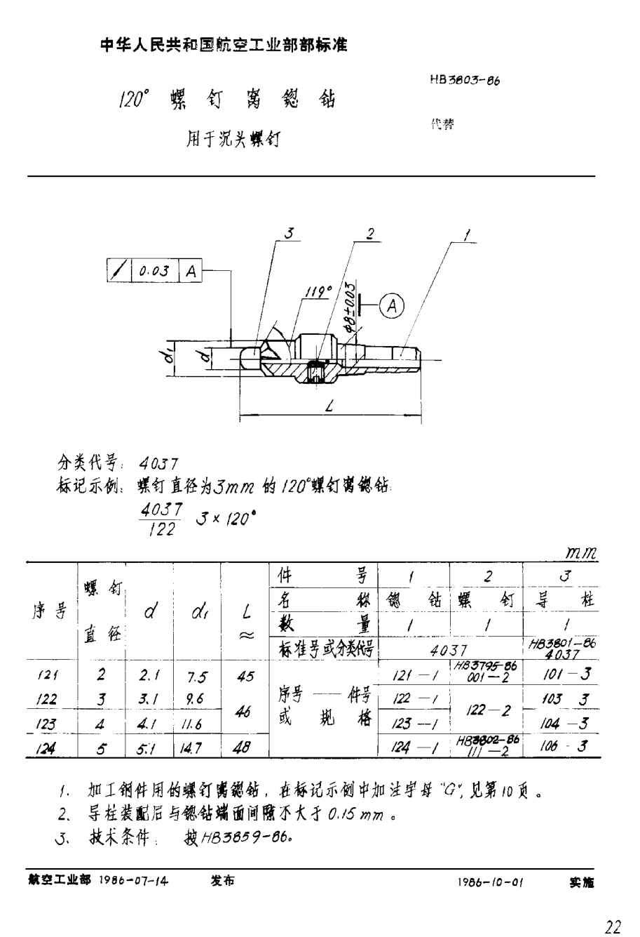 HB 3803-1986１２０°螺釘窩锪鉆