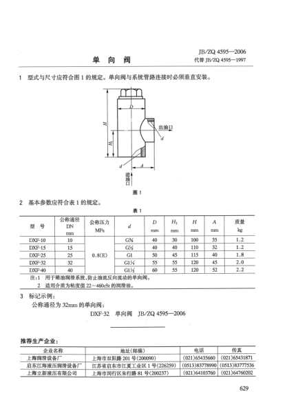 JB/ZQ 4595-2006單向閥