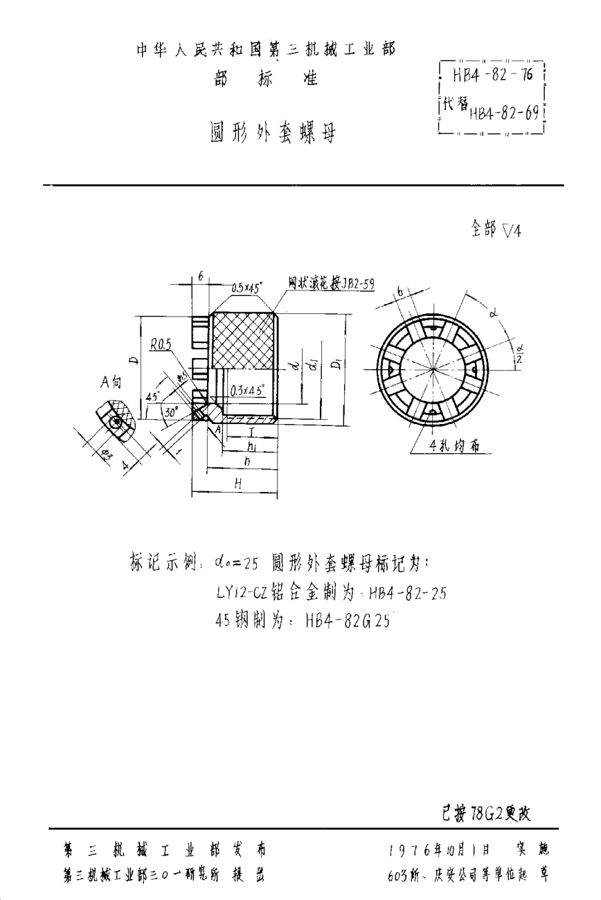 HB 4-82-1976圓形外套螺母