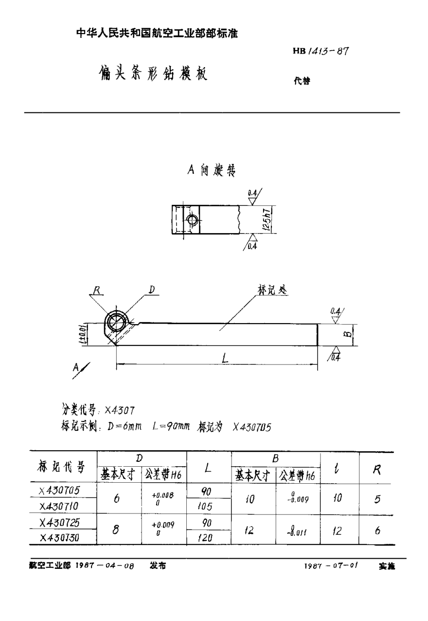 HB 1413-1987偏頭條形鉆模板