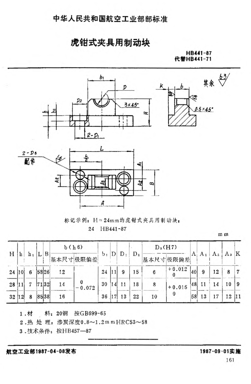 HB 441-1987虎鉗式夾具用制動(dòng)塊
