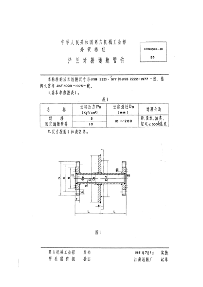 CBM 1063-1981法蘭焊接通艙管件