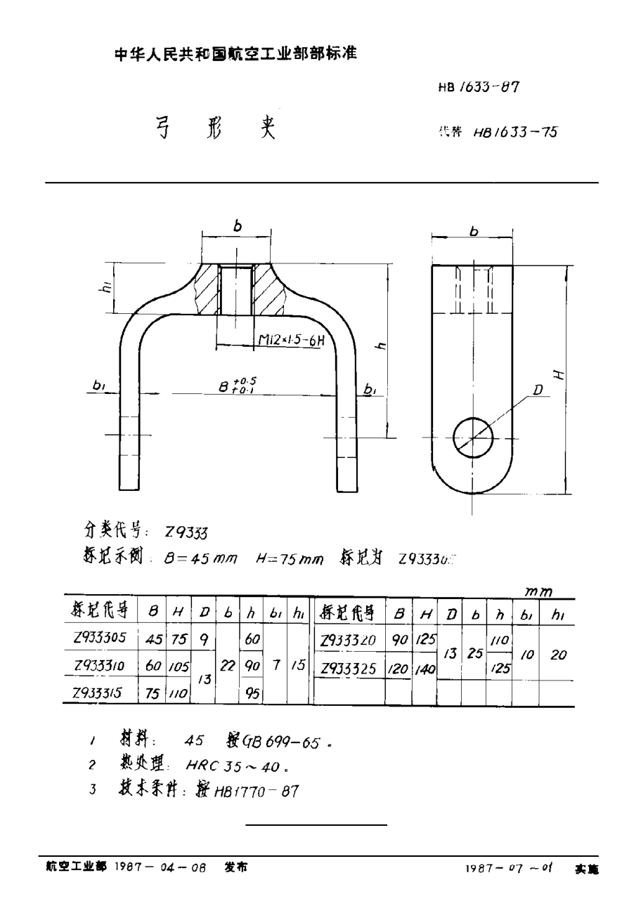 HB 1633-1987弓形夾