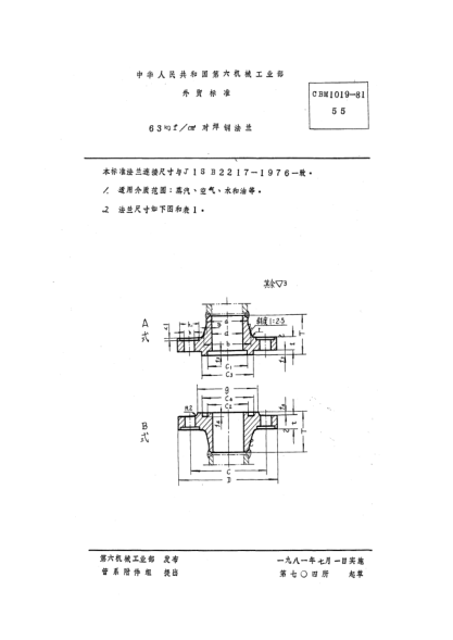 CBM 1019-198163kgf/cm2對焊鋼法蘭