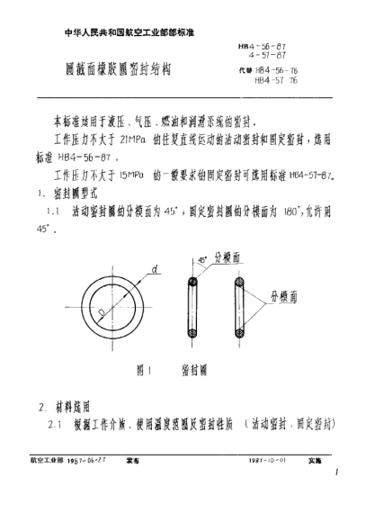 HB 4-57-1987圓截面橡膠圈密封結(jié)構(gòu)