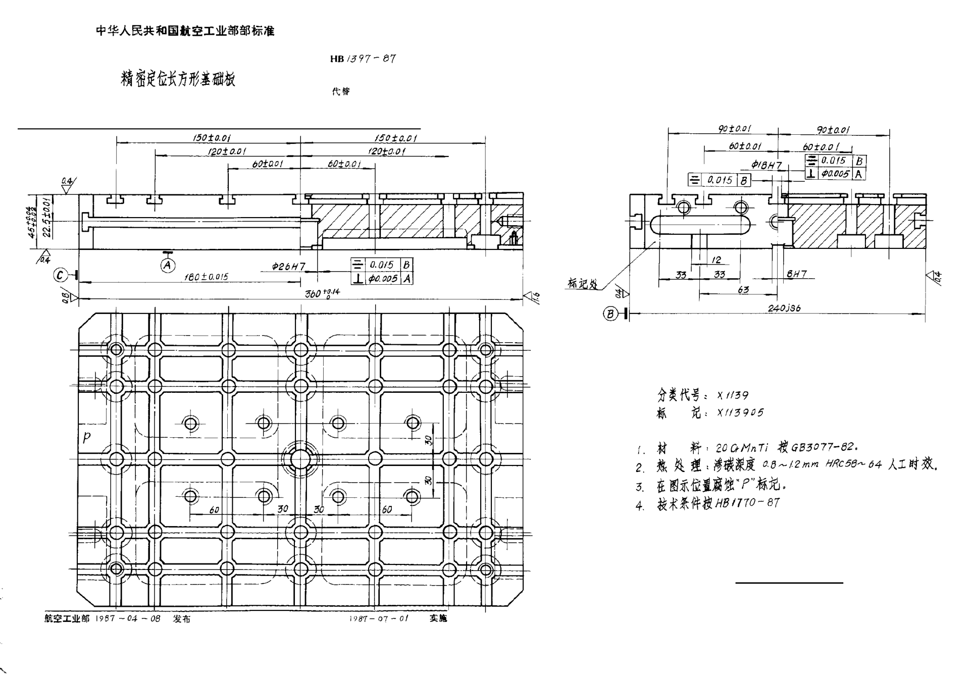HB 1397-1987精密定位長方形基礎(chǔ)板