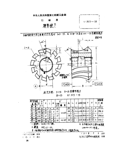 QJ 353-1978槽形銑刀