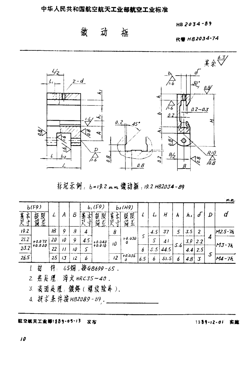 HB 2034-1989微動(dòng)框
