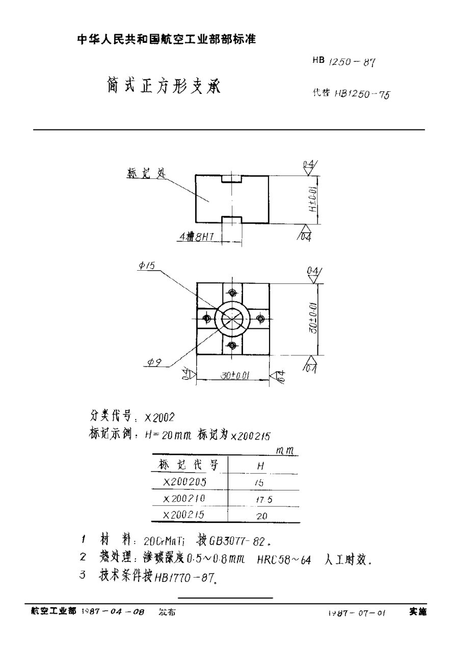 HB 1250-1987簡(jiǎn)式正方形支承