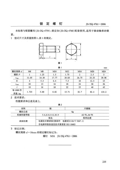 JB/ZQ 4761-2006鎖定螺釘