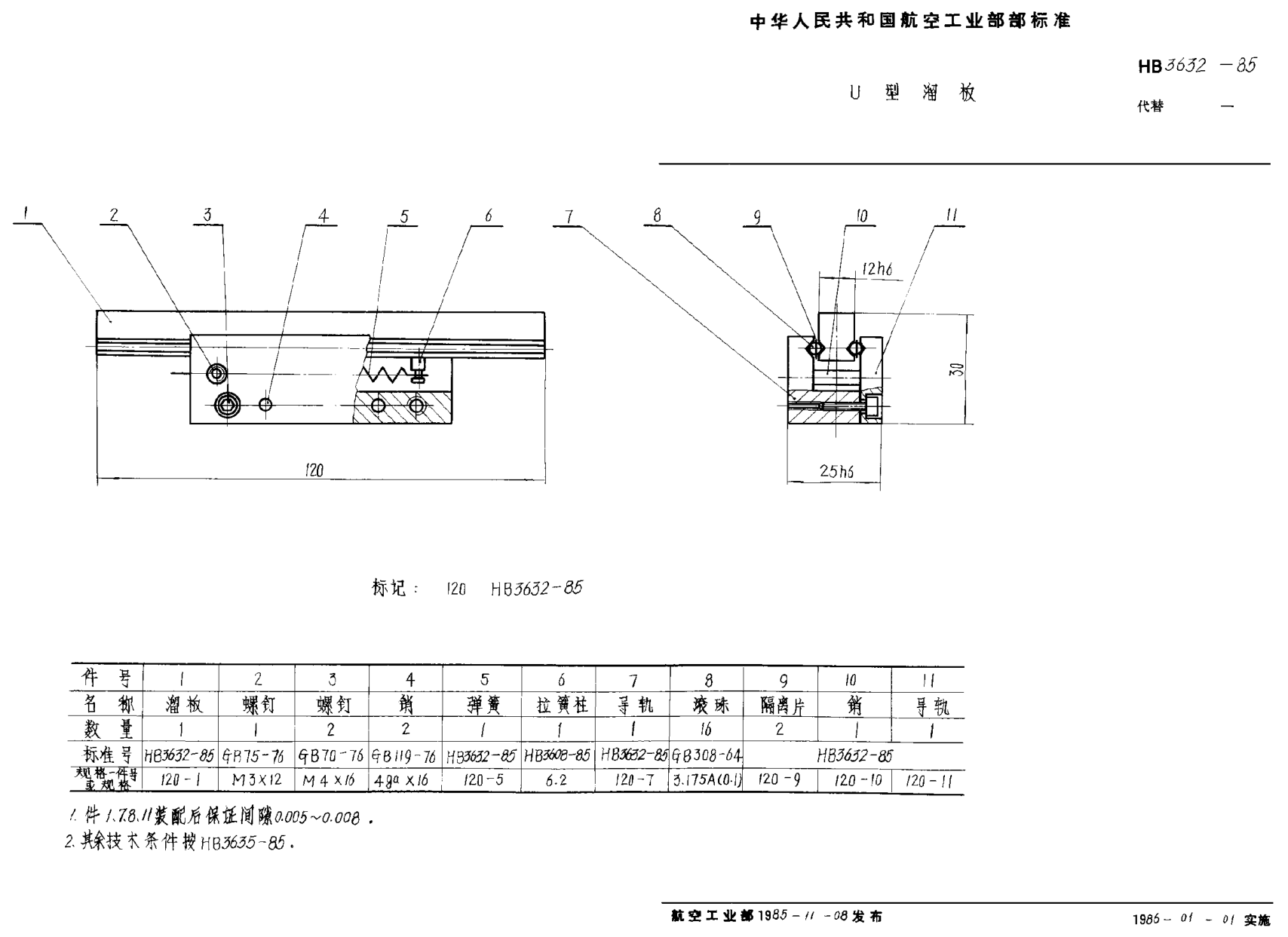 HB 3632-1985Ｕ型溜板