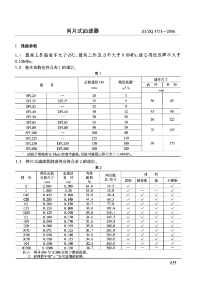 JB/ZQ 4751-2006網(wǎng)片式油濾器