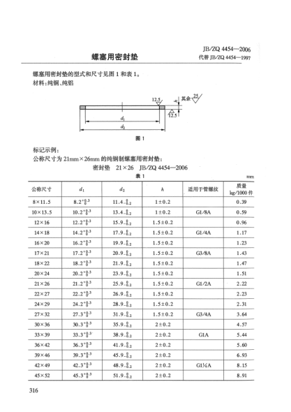 JB/ZQ 4454-2006螺塞用密封墊