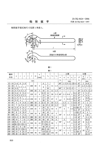 JB/ZQ 4624-2006鉤形扳手