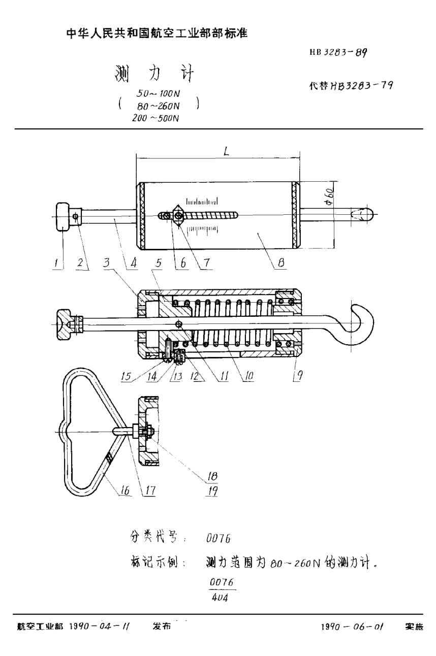 HB 3283-1989測(cè)力計(jì) （50~100Nu300080~260Nu3000200~500N）