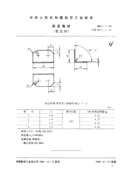 HB 2-1-1994固定角材（寬邊的）