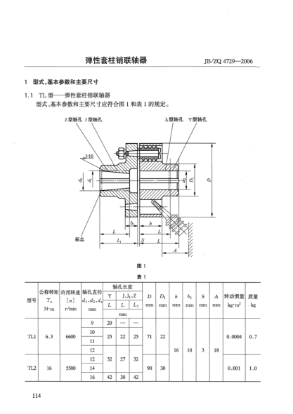 JB/ZQ 4729-2006彈性套柱銷聯(lián)軸器
