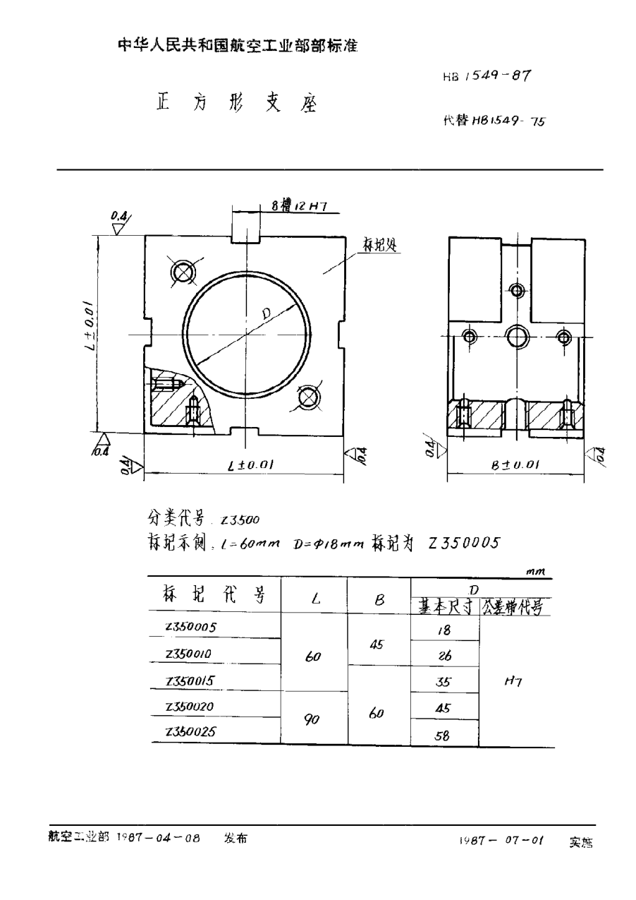 HB 1549-1987正方形支座