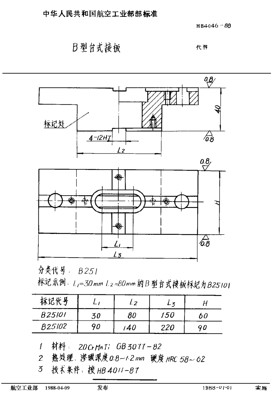 HB 4046-1988Ｂ型臺式接板