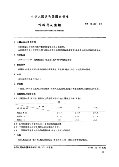 NY/T 133-1989飼料用花生粕Peanut meal(solvent) for feedstuffs