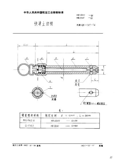 HB 5841-1983快速止動(dòng)銷