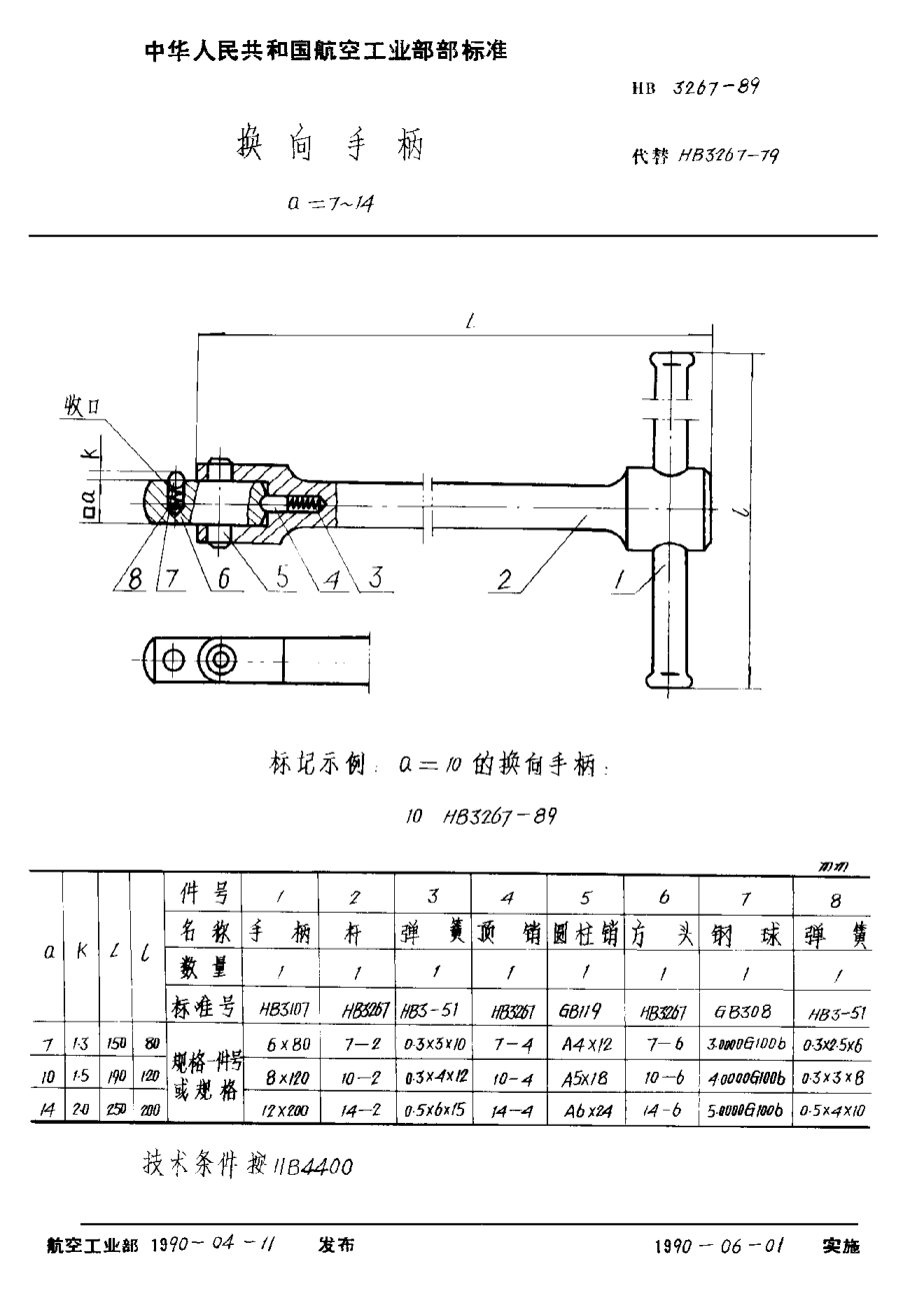 HB 3267-1989換向手柄 a＝7~14