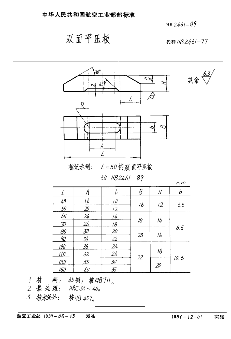 HB 2461-1989雙面平壓板