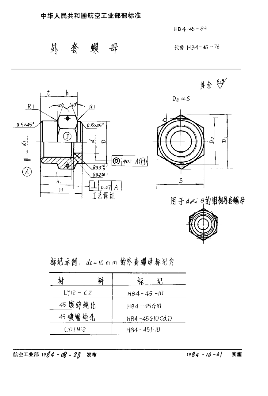 HB 4-45-1983外套螺母