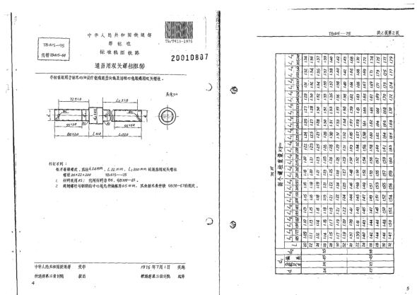 TB/T 415-1975標準軌距鐵路道岔用雙頭螺栓（粗制）
