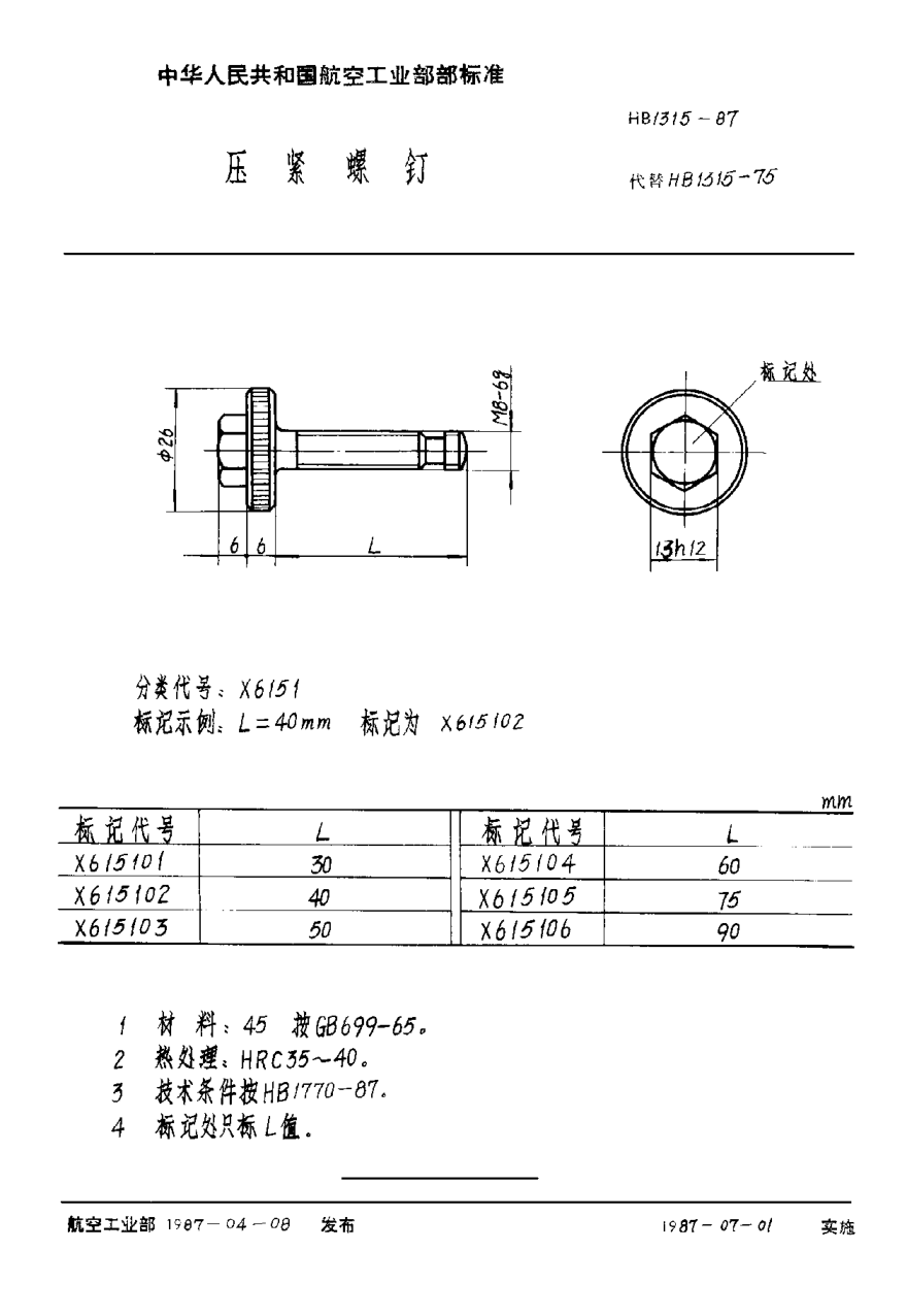 HB 1315-1987壓緊螺釘