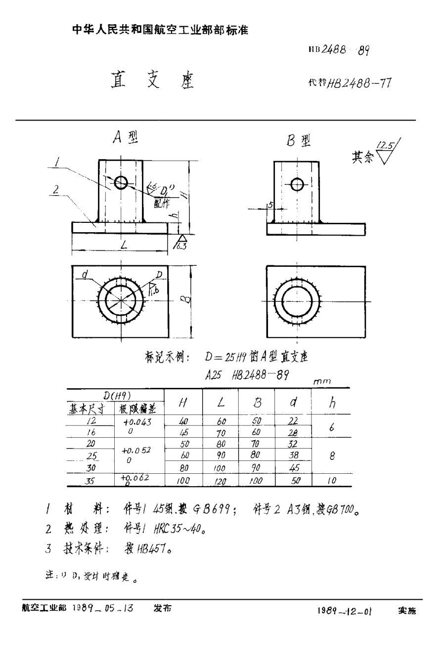 HB 2488-1989直支座