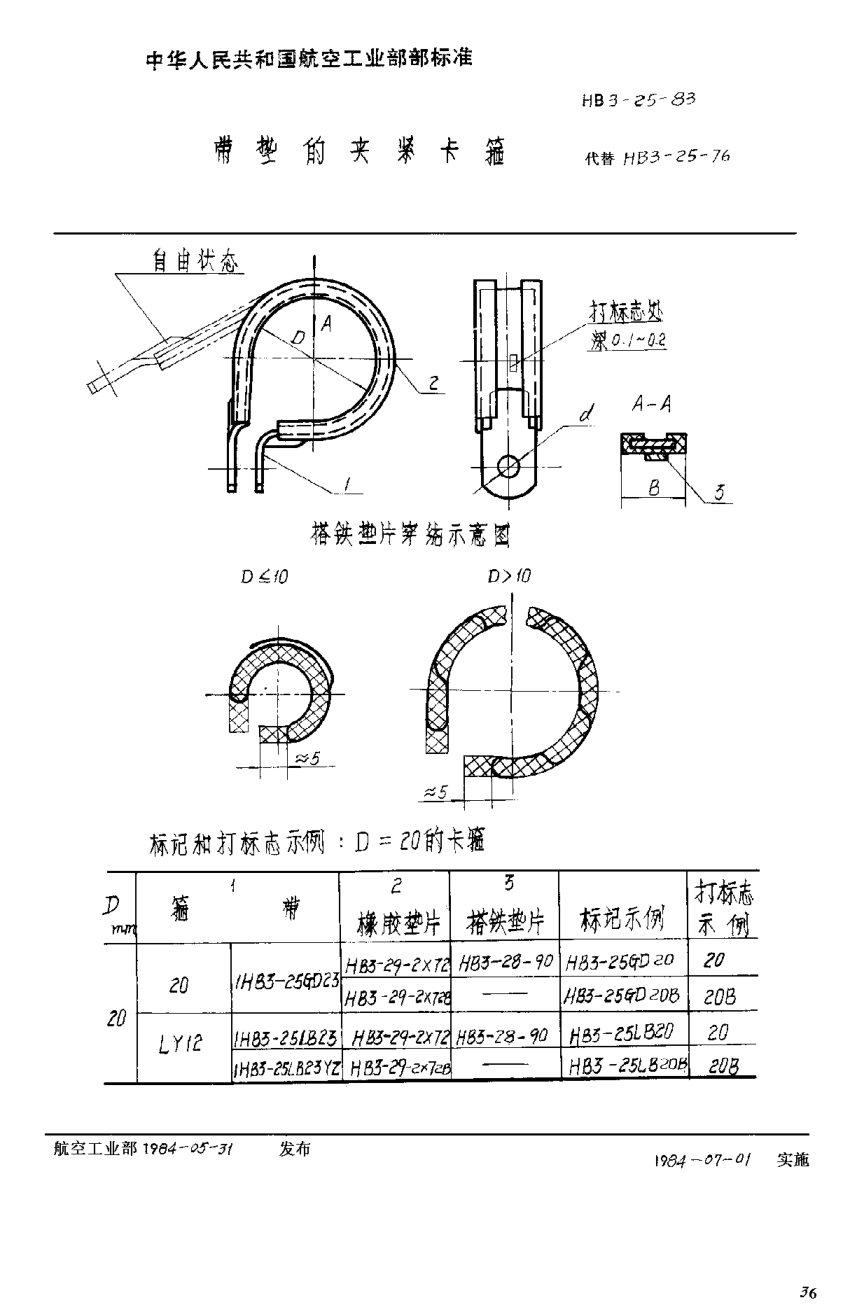 HB 3-25-1983帶墊的夾緊卡箍