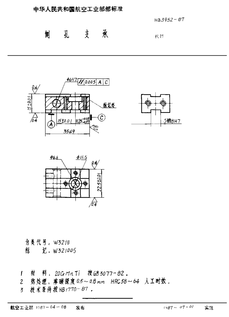 HB 3952-1987側孔支承