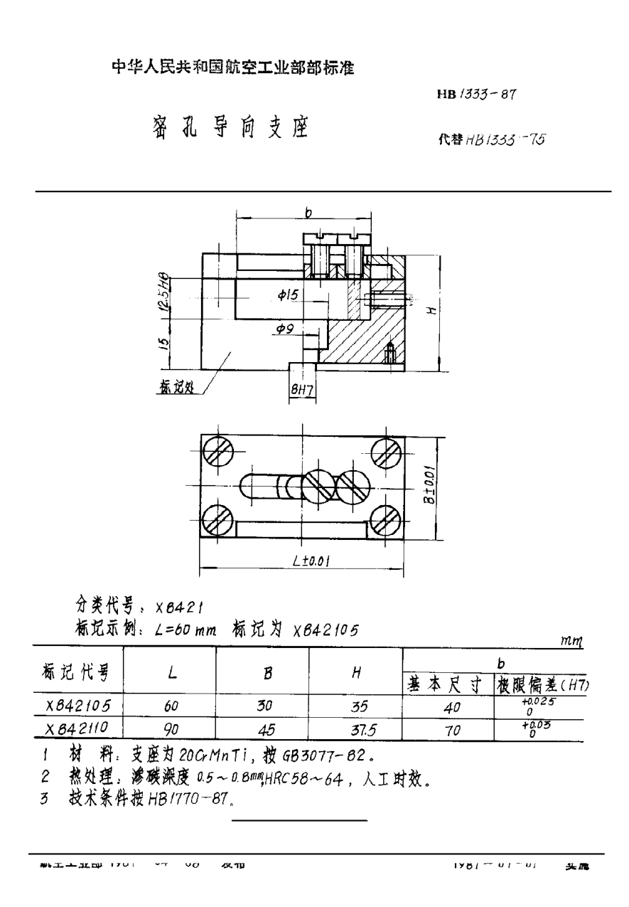 HB 1333-1987密孔導向支座