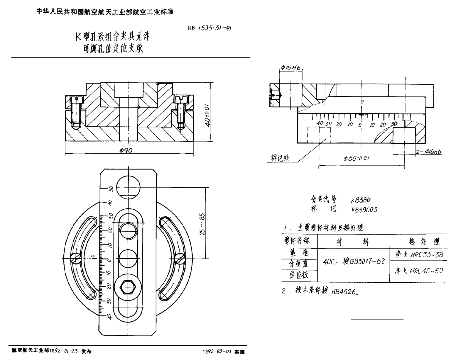 HB 4535.31-1991Ｋ型孔系組合夾具元件 可調孔位定位支承